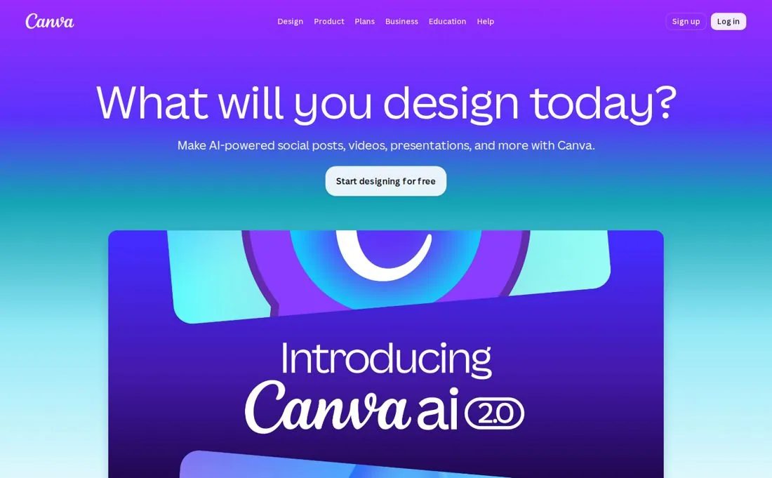 Canva homepage screenshot