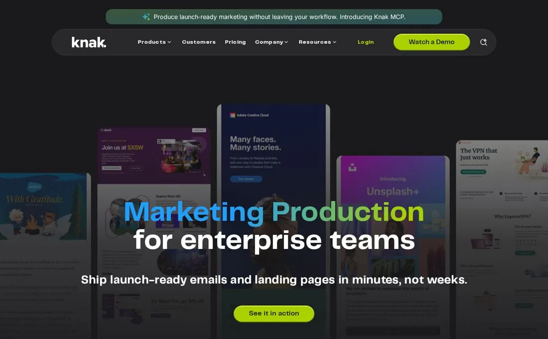 Knak homepage screenshot